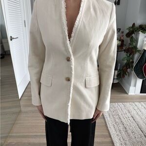 H&M Cream Blazer with Fringe Trim